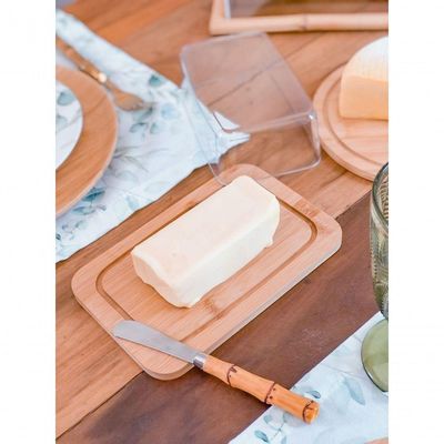 Combo Kit Porta Queijo + Porta Manteiga + Porta Frios Bambu
