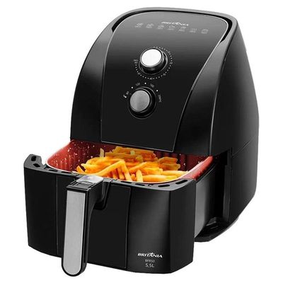 Fritadeira Air Fryer Britânia 5,5L Redstone BFR50 Preta 1500W Preto Com Inox 127V