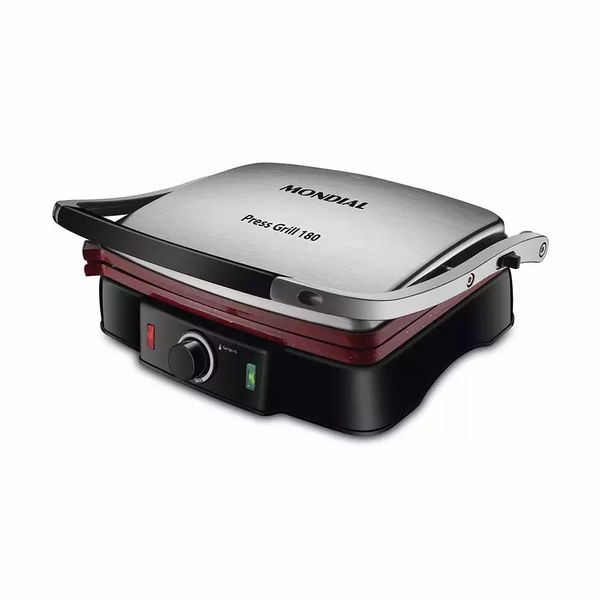Grill Mondial Press Grill PG-02 Inox Red Ceramic Abertura 180° - 127V Grill Mondial Press Grill PG-02 Inox Red Ceramic Abertura 180° - 127V