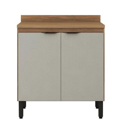 Balcão Firenze 2 Portas 80cm Com Tampo Mdp Demóbile Amêndola Nude Prime