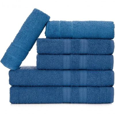 Jogo De Toalhas Gigante Itália Soft 2 Banhão + 2 Rosto + 2 Tapete Luxo 100% Algodão Azul