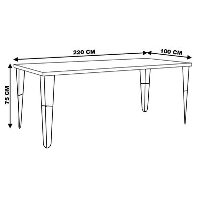 Mesa Sala de Jantar Cozinha Ludiana 220cm Grafite Madeira Maciça Driftwood - Gran Belo