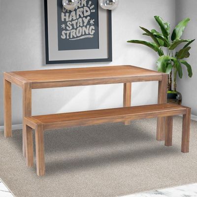 Banco Decorativo para Varanda Cozinha Dumai 120cm Madeira Maciça Walnut Escovado - Gran Belo