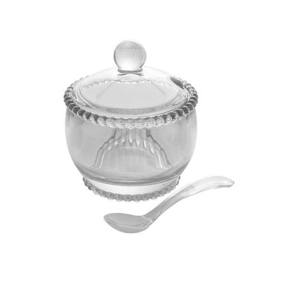 Combo 4 Xícaras 180 Ml Com Pires + 1 Açucareiro Pearl Bolinha Wolff Transparente