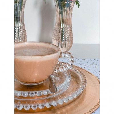 Conjunto 4 Xícaras De Chá Com Pires Pearl Wolff 180 Ml Transparente