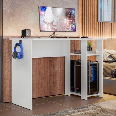 Mesa Computador Gamer 108 Cm Slim Com Suporte SSX Multicoisas Branco