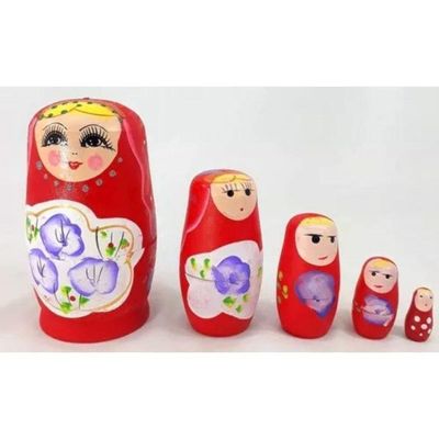 Matriosca Russa Vermelho4 5 Bonecas Uma Dentro Outra 12 Cm