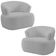 Kit 02 Poltronas Giratória Orgânica Para Sala Living Florea M05 Bouclê Cinza - Lyam Decor