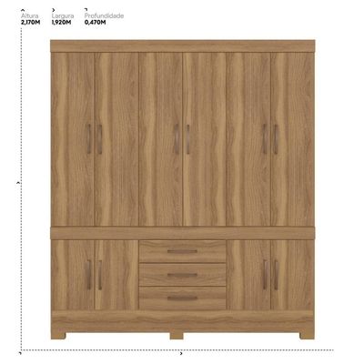 Guarda Roupa Casal 10 Portas E 3 Gavetas New Murano Amêndola Touch