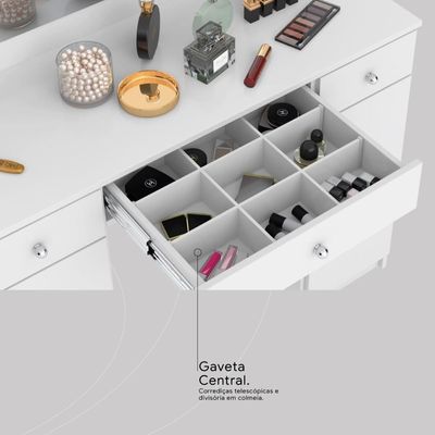 Camarim Penteadeira 3 Gavetas 2 Porta Com Led Carisma Branco