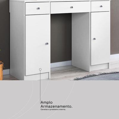 Camarim Penteadeira 3 Gavetas 2 Porta Com Led Carisma Branco
