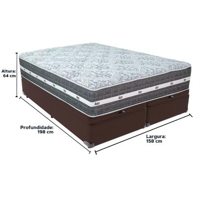 Cama Box Baú Marrom E Colchão Black Graphite Molas Ensacadas Queen 158x198x27 Anjos