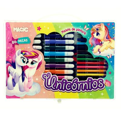 Estojo Maleta Pintura Unicórnios 86 Peças Arts Grupo Magic