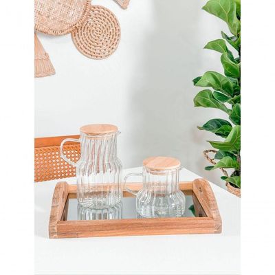 Kit 2 Jarras Fechamento Hermético Vidro E Bambu