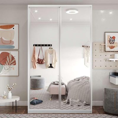 Guarda-Roupa Solteiro com Espelho Zermatt 100% MDF  2 PT 3 GV Branco