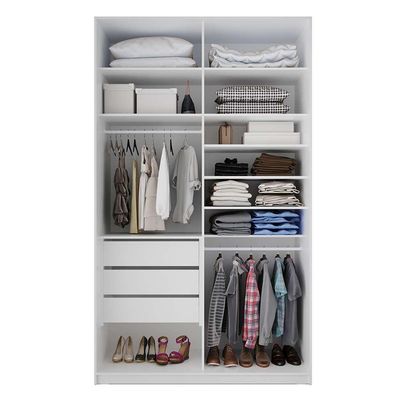 Guarda-Roupa Solteiro com Espelho Zermatt 100% MDF  2 PT 3 GV Branco