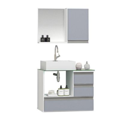 Conjunto Gabinete Polo 60cm Branco Cinza