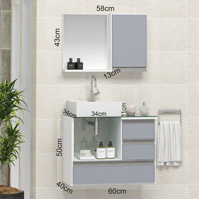 Conjunto Gabinete Polo 60cm Branco Cinza
