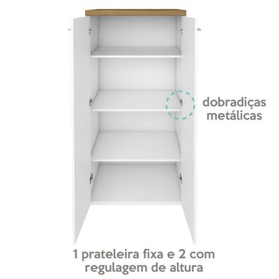 Armario Multiuso Tampo Tamburato 70cm Tok Olmo Branco Arty Olmo Branco