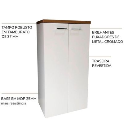 Armario Multiuso Tampo Tamburato 70cm Tok Olmo Branco Arty Olmo Branco