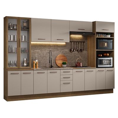 Armário De Cozinha Completa 340cm Rustic/crema Agata Madesa 01 Rustic/crema