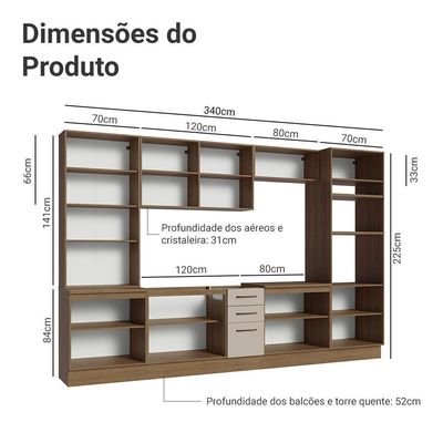 Armário De Cozinha Completa 340cm Rustic/crema Agata Madesa 01 Rustic/crema