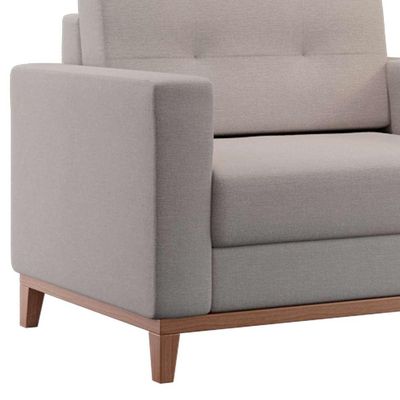Poltrona Living Pés e Base em Madeira Linho Cotton Cru