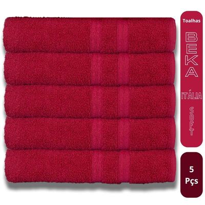 Kit 5 Toalhas Super Grossa Felpuda E Macia 80x150cm Beka Cereja