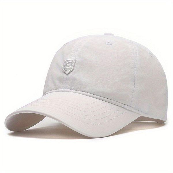 Boné Leve Aba Curva Para Corrida Ao Ar Livre & Proteção Solar Branco Ajustável