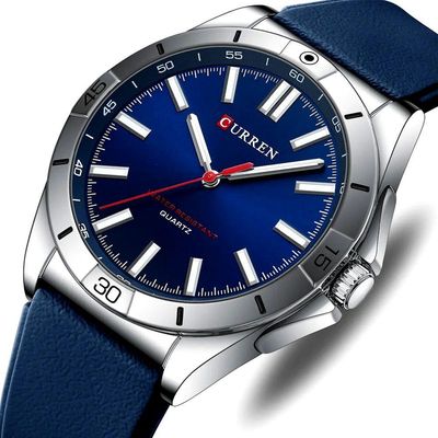 Relógio De Pulso Masculino De Quartzo Luminoso Pulseira De Silicone Impermeável 3atm Azul