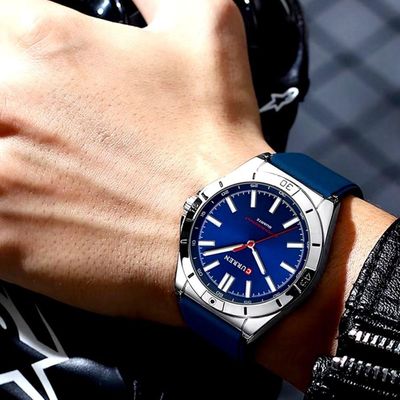 Relógio De Pulso Masculino De Quartzo Luminoso Pulseira De Silicone Impermeável 3atm Azul