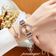Relógio De Quartzo Elegante Para Mulheres Luxo Com Strass Pulseira De Aço Inoxidável Ouro Rosa Ouro