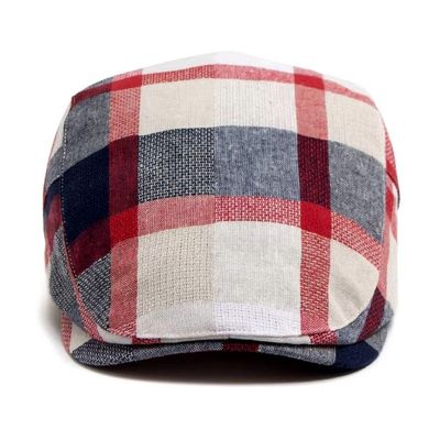 Boina Xadrez Multicor Masculina E Feminina Viseira De Sol Casual Chapéu Liso Moda Vintage Vermelho