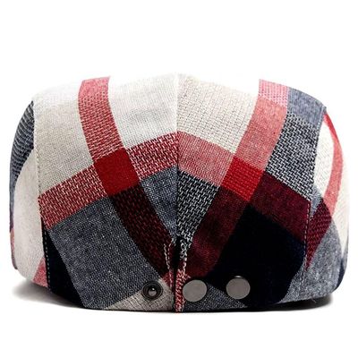 Boina Xadrez Multicor Masculina E Feminina Viseira De Sol Casual Chapéu Liso Moda Vintage Vermelho