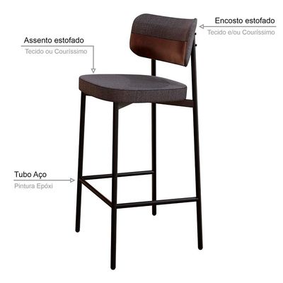 Banqueta Alloa com Detalhe Marrom e Grafite