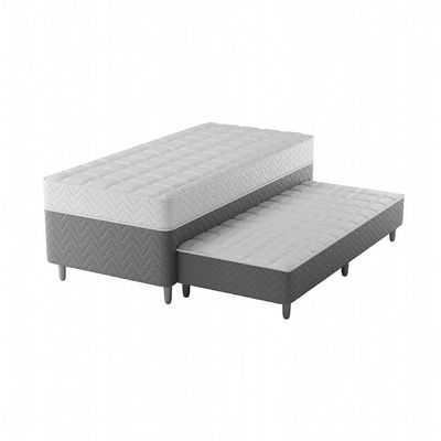 Cama Box Conjugada Solteiro com Cama Auxiliar Premier Unibox Molas Ensacadas (63x88x188) Cinza
