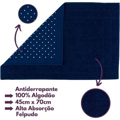 Jogo De Toalhas 6 Pçs 2 Banho 2 Rosto 2 Piso Montreal 100% Algodão Azul Marinho