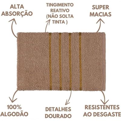 Jogo De Toalha 2 Banho + 2 Rosto Montreal 100% Algodão Alta Absorção Marron