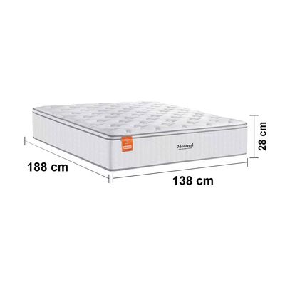 Colchão de Casal Inducol Montreal com Europillow e Revestimento em Tecido Malha 28x138x188cm Branco