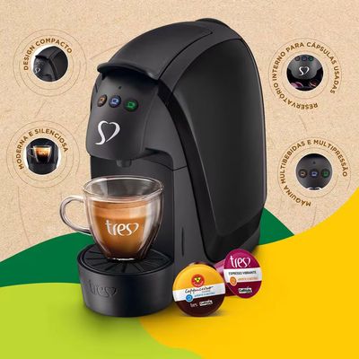 Máquina de Café Espresso 3 Corações Luna Automática 600ml Preto / 110V