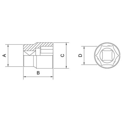 Soquete Xtractor Plus Aço Cromo Vanádio 8mm - Encaixe 1/2 Tramontina Pro Tramontina