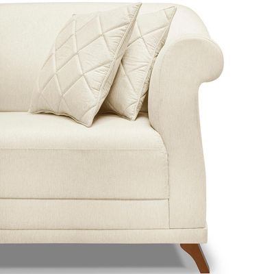 Sofa 3 Lugares Retro Polo 200cm Com Almofada Linho Natural Ezz Natural