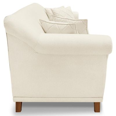 Sofa 3 Lugares Retro Polo 200cm Com Almofada Linho Natural Ezz Natural
