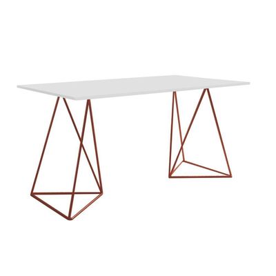 Escrivaninha Mesa Bela Vista Cobre E Tampo Branco