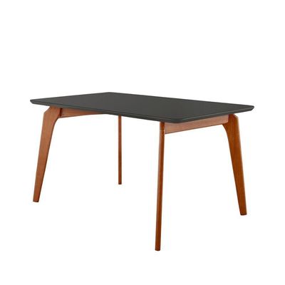 Mesa De Jantar Paris Madeira Maciça 160x90cm Tampo Retângular Vidro Móveis Minas Cor Preto