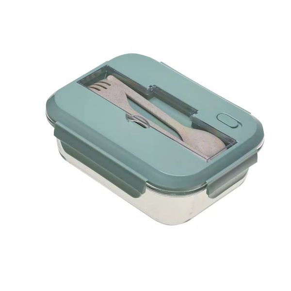 Marmita Retangular Le Vidro com Divisória e Suporte para Talher Verde 960ml