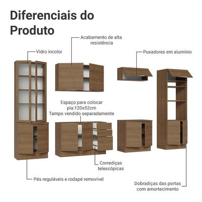 Armário De Cozinha Completa 340cm Rustic Stella Madesa 01 Rustic