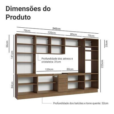 Armário De Cozinha Completa 340cm Rustic Stella Madesa 01 Rustic