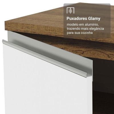 Armário De Cozinha Completa 340cm Rustic/branco Glamy Madesa 01 Rustic/branco