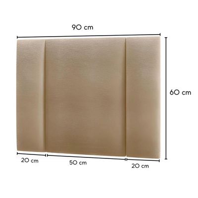 Cabeceira Estofada Cama Box Solteiro Com Led Splend 90 Cm veludo Bege